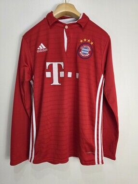 adidas Red & White FC Bayern Munich Long-Sleeve Jersey - Kids